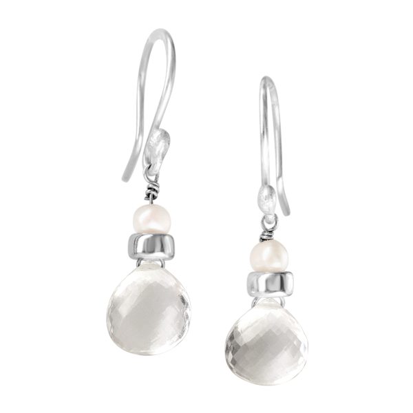 Perfume Bottle crystal quartz white pearl earrings