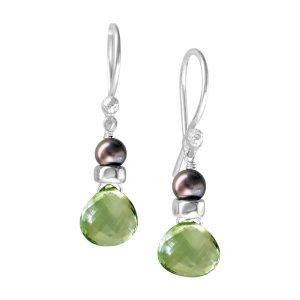 Perfume Bottle green amethyst pearl earrings