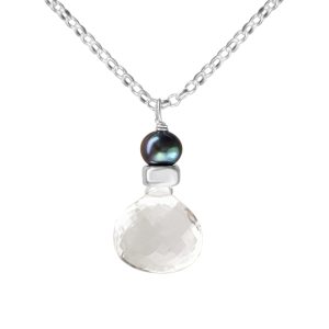 Perfume Bottle crystal quartz and blue pearl necklace