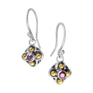 Molecule quatrefoil purple spinel earrings