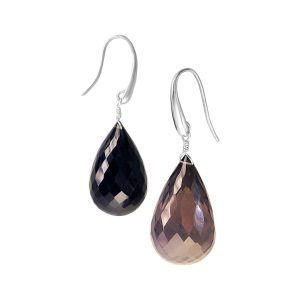 Smoky quartz silver earrings